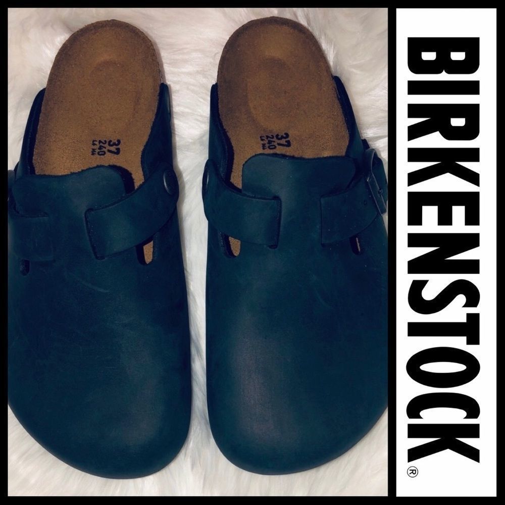 BIRKENSTOCK Boston Oiled Leather Black Clogs